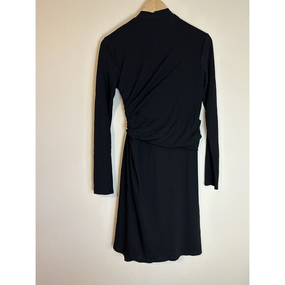 M.M.LaFleur 6 The Morgan Dress Crepe Black Wrap Twist Knee Length Long Sleeve - Picture 5 of 5